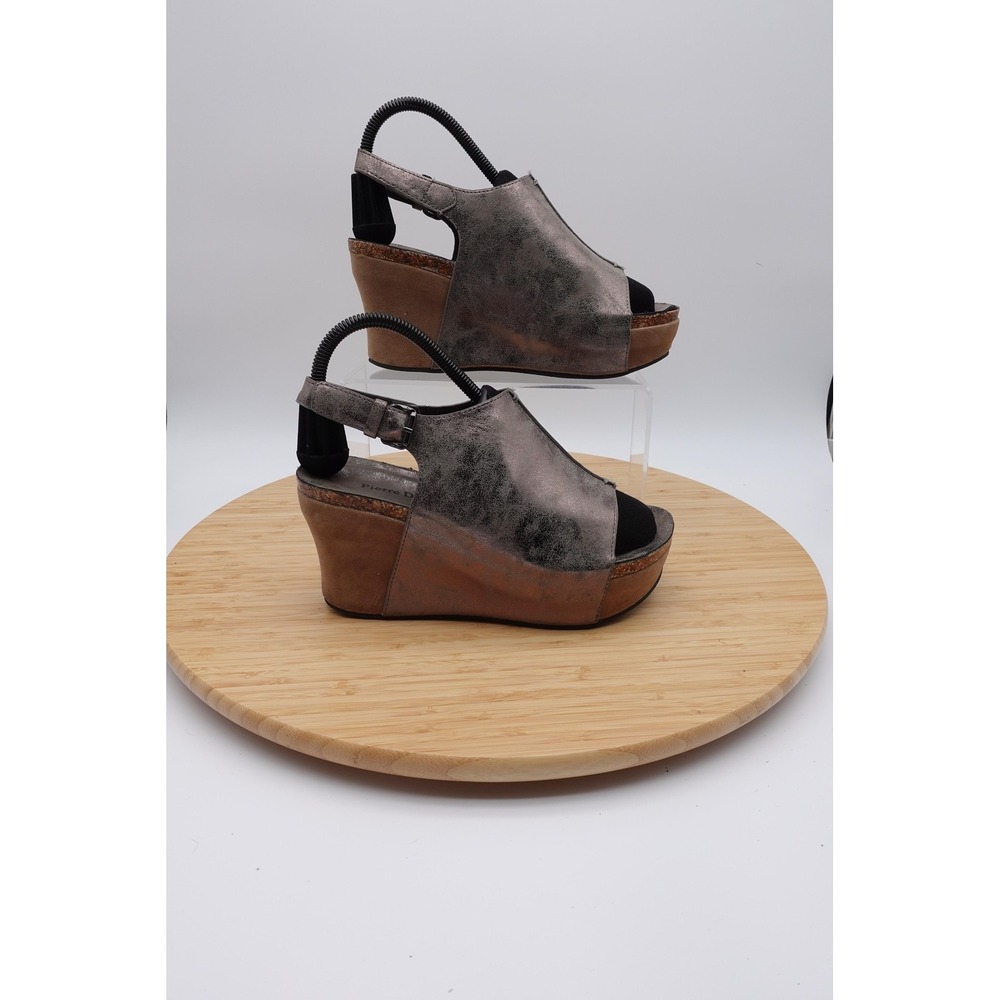 Pierre Dumas Sandals Womens Size 8 39 Gray Slingback Wedge Platform Shoes